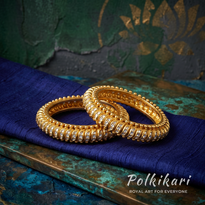 Rhythmic Radiance Lab Grown Polki Bangles (Pair)