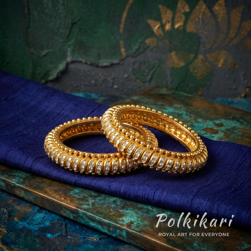 Rhythmic Radiance Lab Grown Polki Bangles (Pair)