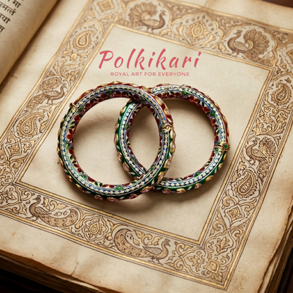Signature Meenakari Lab Grown Polki Bangles (Pair)