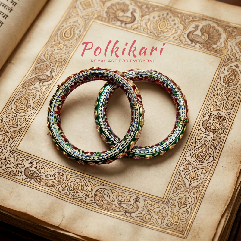 Signature Meenakari Lab Grown Polki Bangles (Pair)