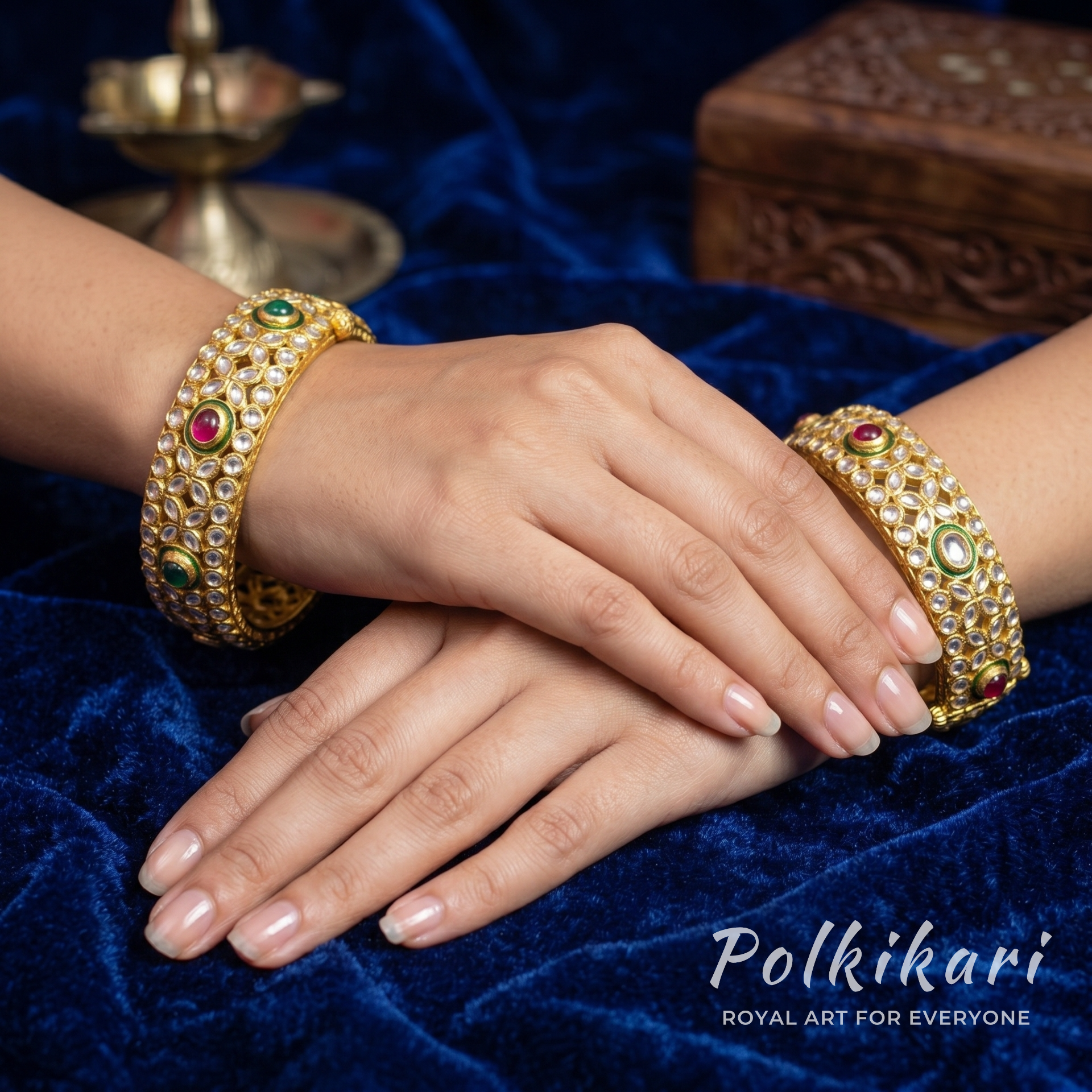 Gilded Galaxy Lab Grown Polki Bangles (Pair)