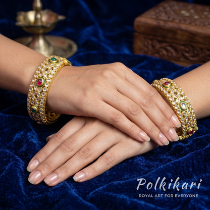 Gilded Galaxy Lab Grown Polki Bangles (Pair)