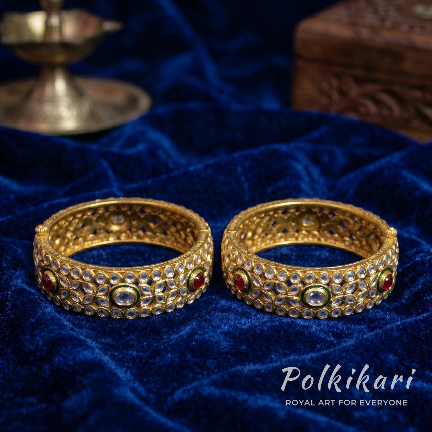 Gilded Galaxy Lab Grown Polki Bangles (Pair)