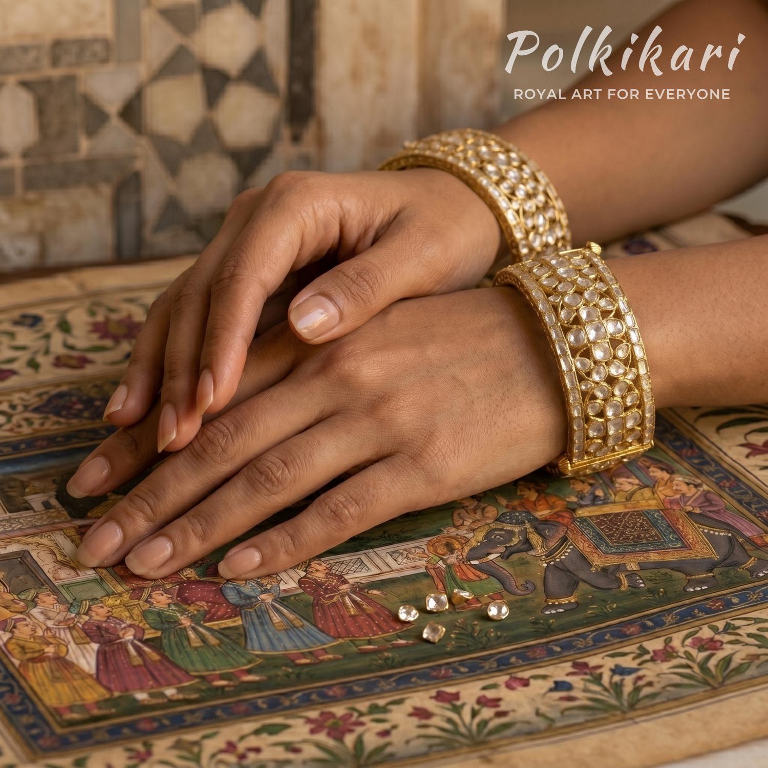 Glow Manchette Lab Grown Polki Bangles (Pair)
