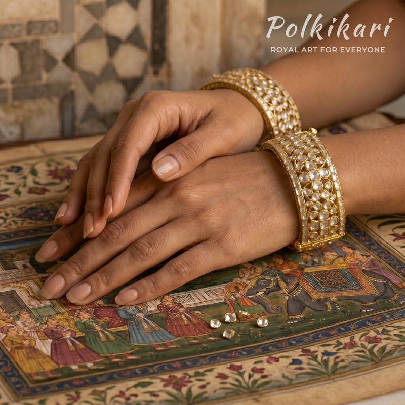 Glow Manchette Lab Grown Polki Bangles (Pair)