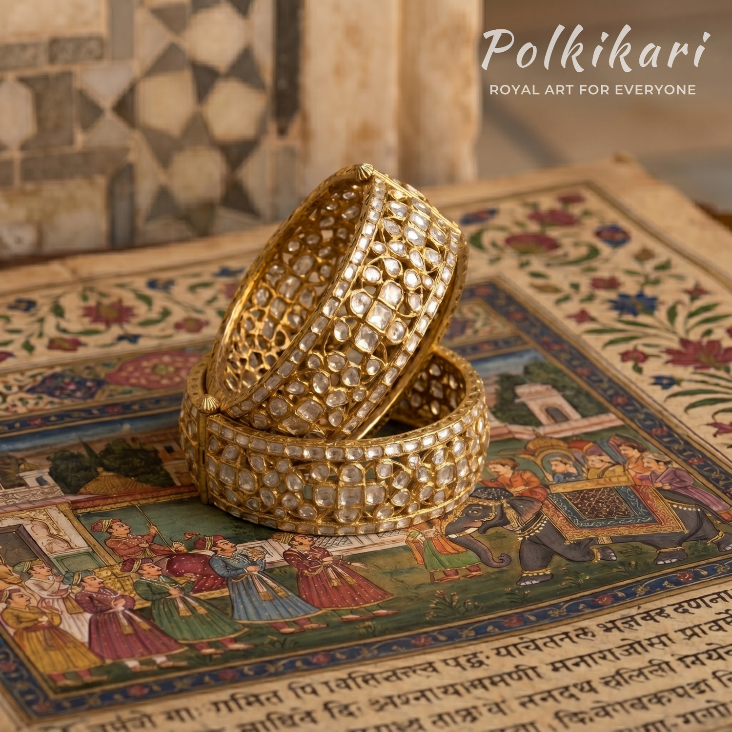 Glow Manchette Lab Grown Polki Bangles (Pair)
