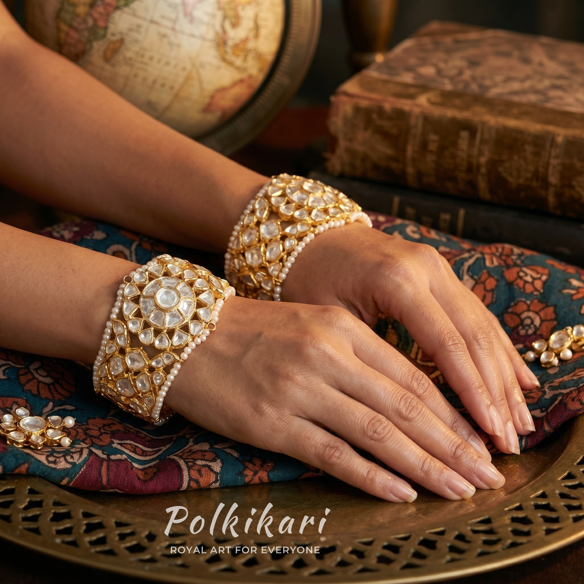 Sovereign Mandala Lab Grown Polki Bangles (Pair)