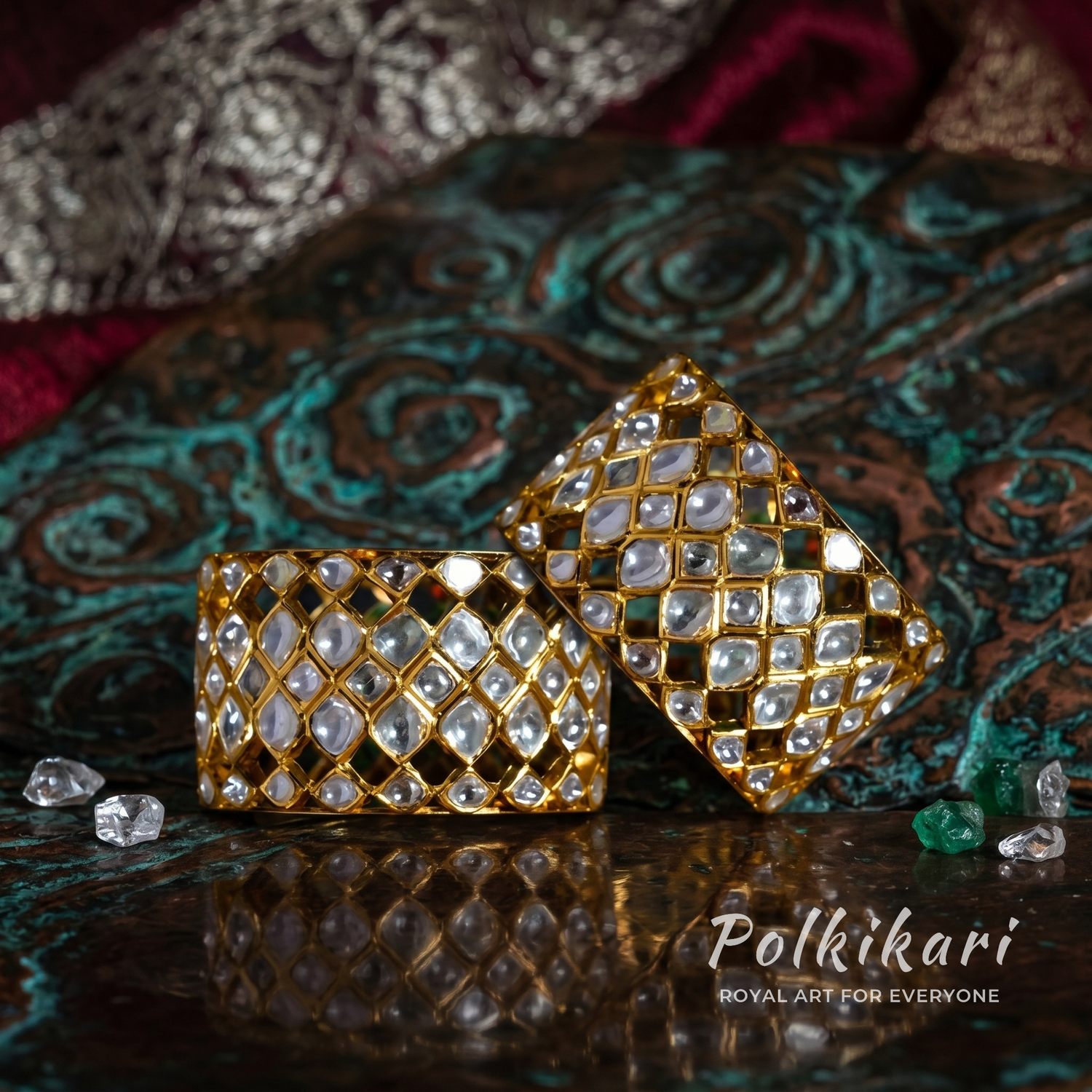 Sovereign Trellis Lab Grown Polki Bangles (Pair)