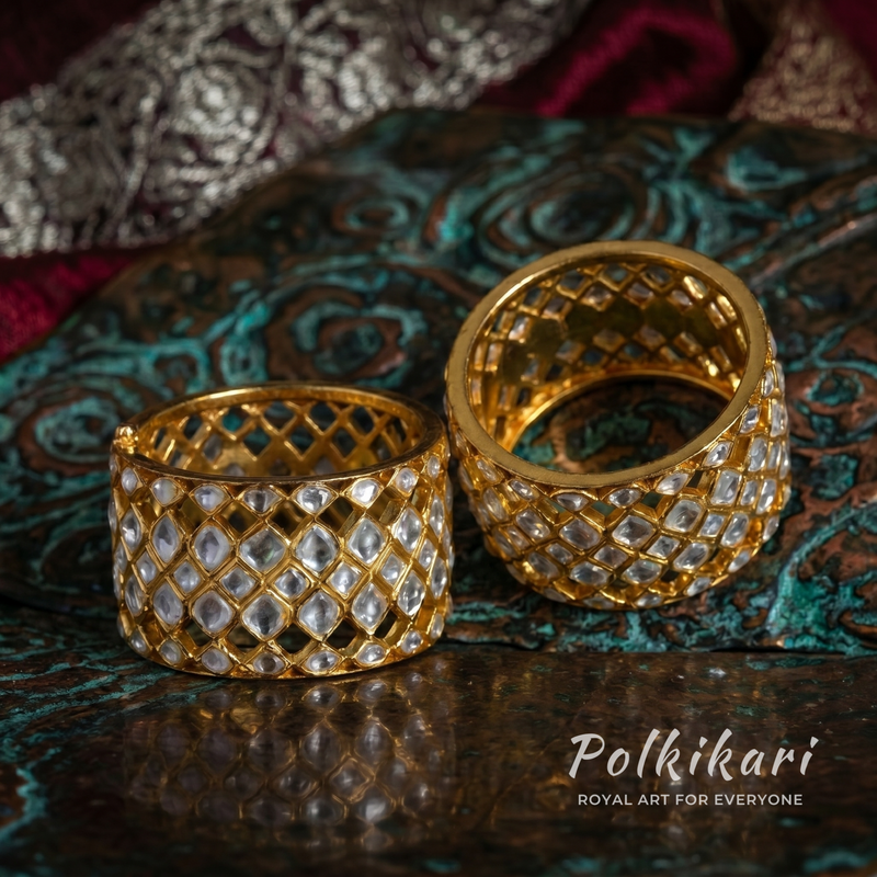 Sovereign Trellis Lab Grown Polki Bangles (Pair)