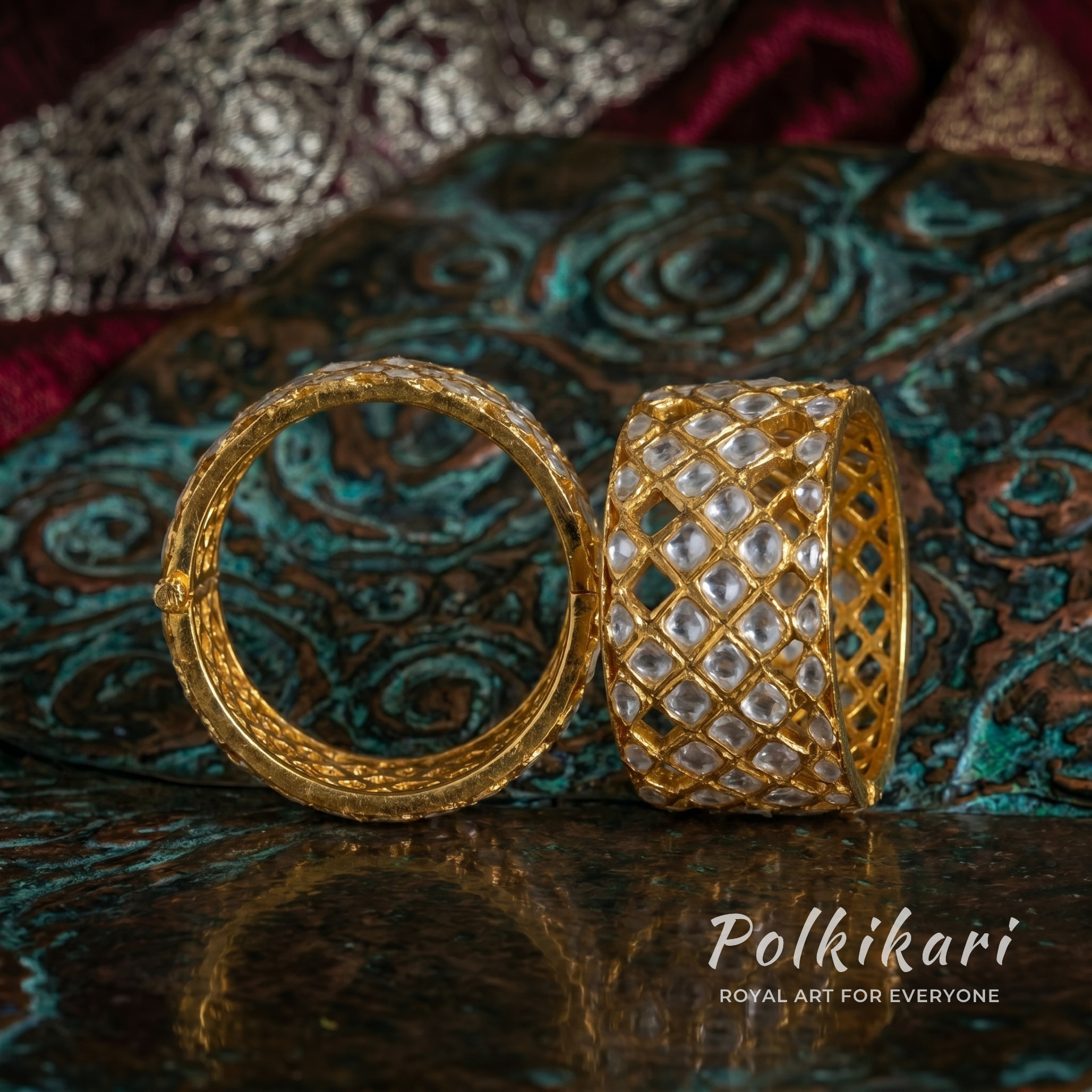 Sovereign Trellis Lab Grown Polki Bangles (Pair)