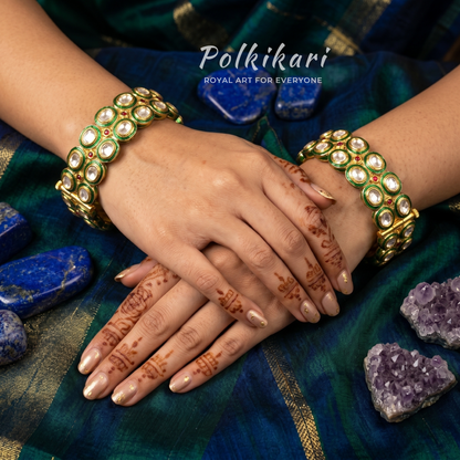 Luminous Lattice Lab Grown Polki Bangles (Pair)