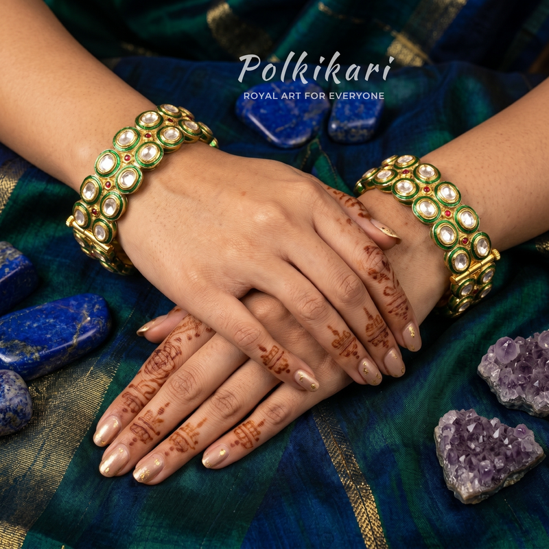 Luminous Lattice Lab Grown Polki Bangles (Pair)