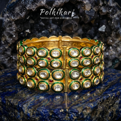 Luminous Lattice Lab Grown Polki Bangles (Pair)