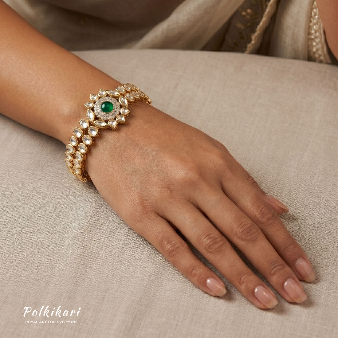Aurora Medallion Lab Grown Polki Bracelet