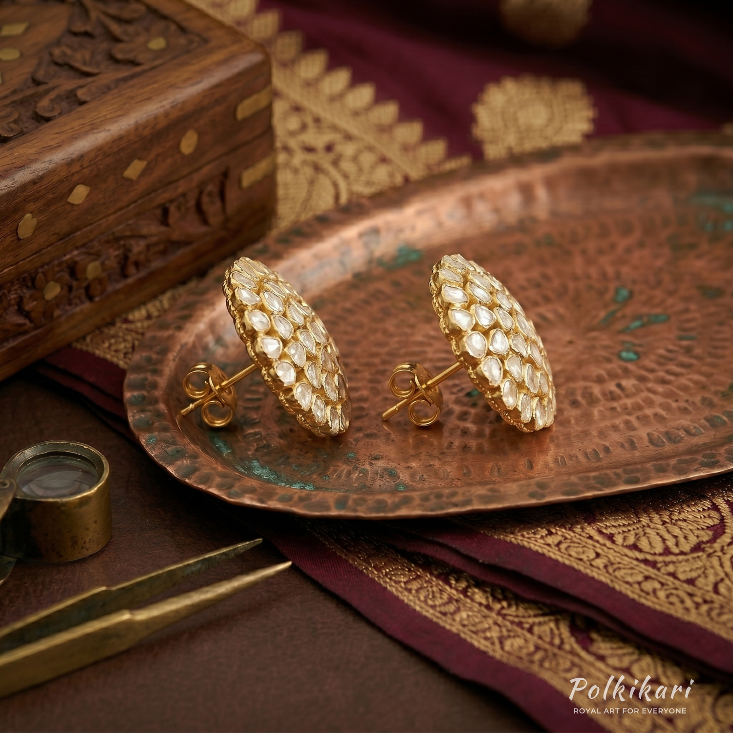 Grand Sunflower Lab Grown Polki Earrings
