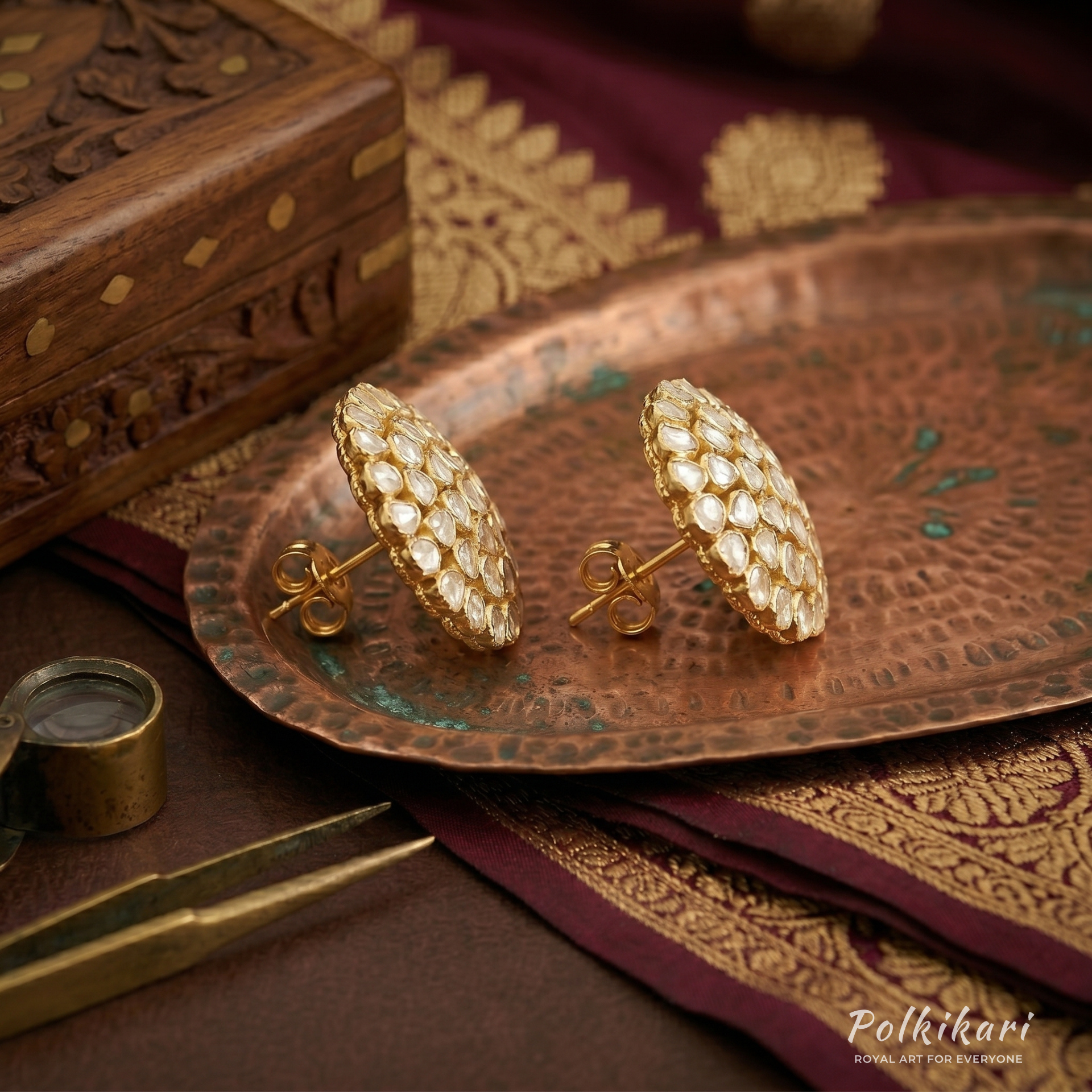 Grand Sunflower Lab Grown Polki Earrings