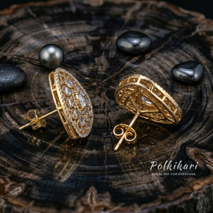 Rajwada Lace Lab Grown Polki Earrings
