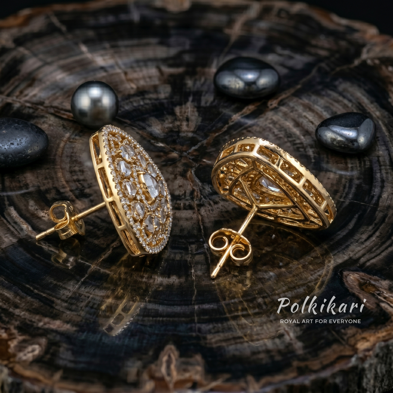 Rajwada Lace Lab Grown Polki Earrings