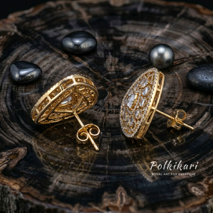 Rajwada Lace Lab Grown Polki Earrings