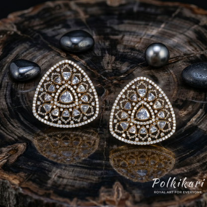 Rajwada Lace Lab Grown Polki Earrings