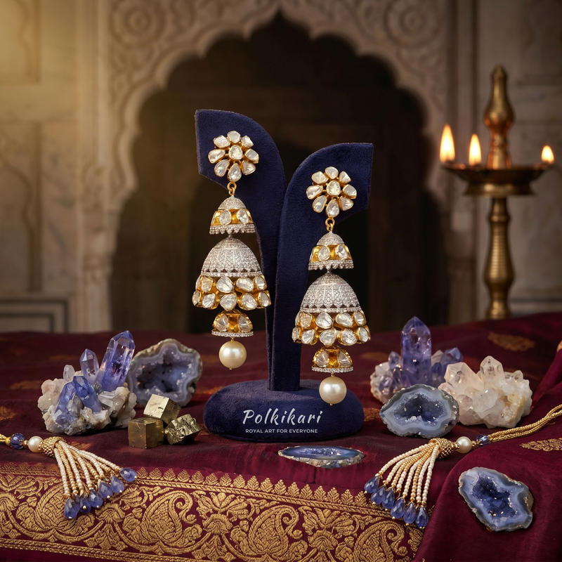 Blossoming Rosettes Lab Grown Polki Earrings