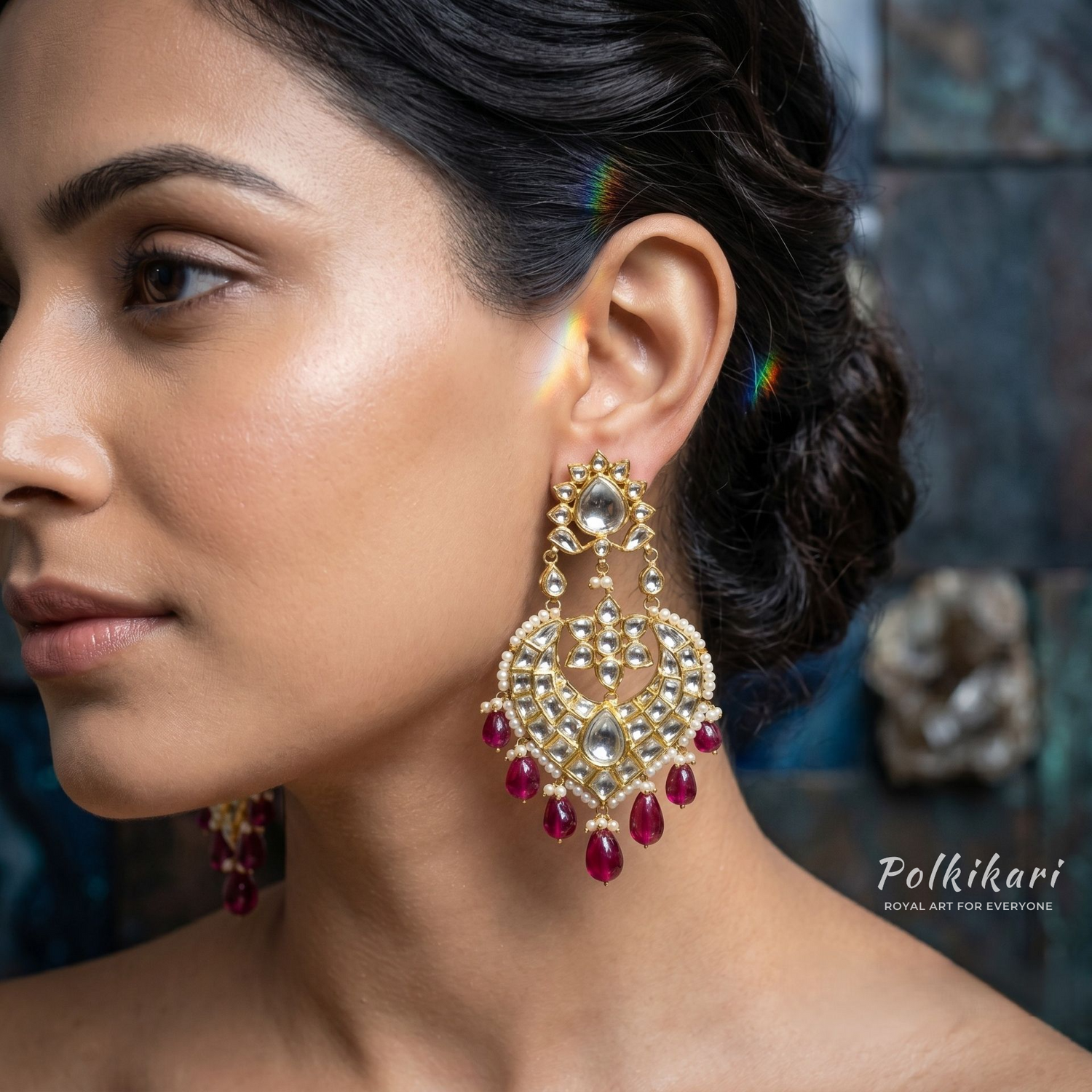 Monarch Drops Lab Grown Polki Earrings