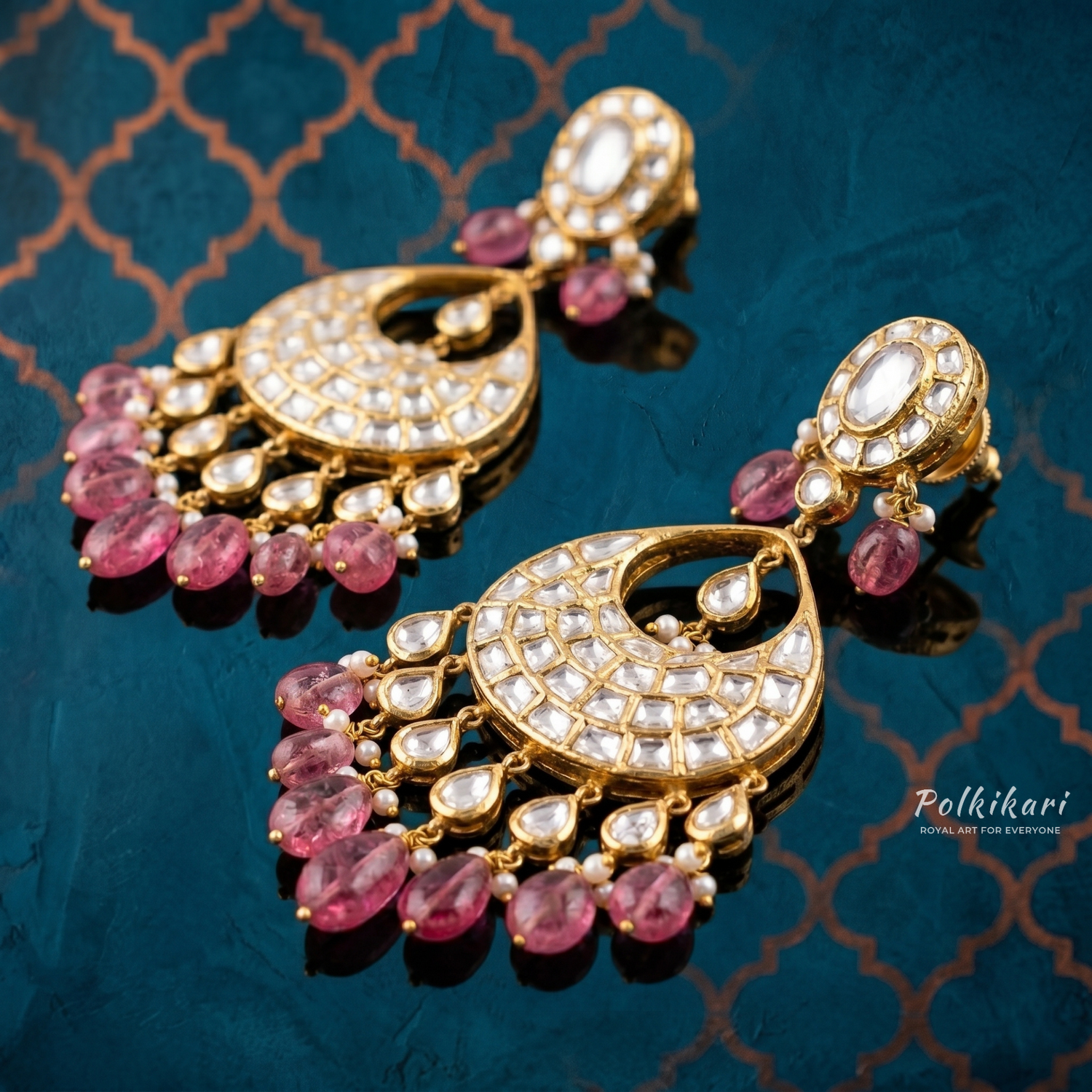 Blushing Horizon Lab Grown Polki Earrings