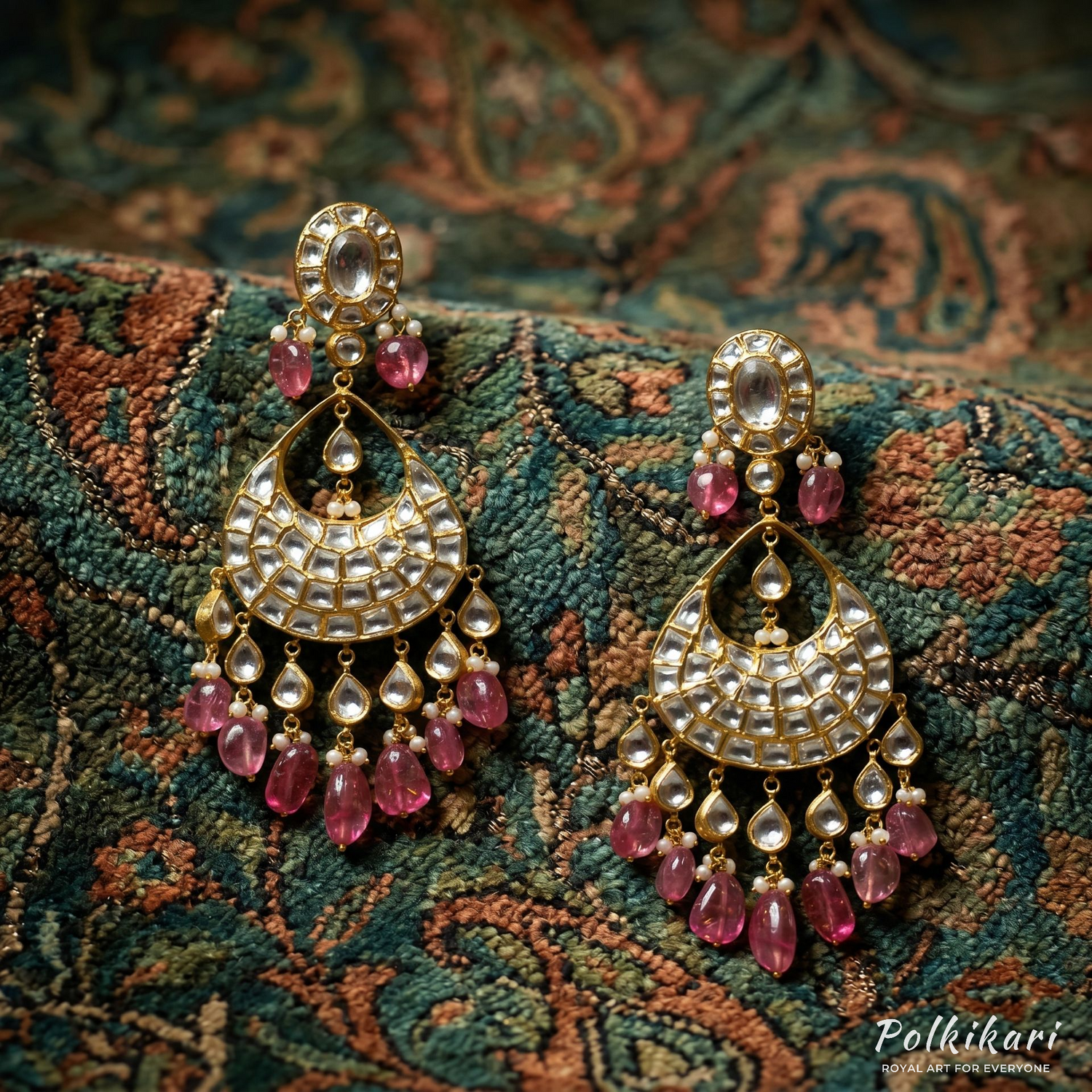Blushing Horizon Lab Grown Polki Earrings