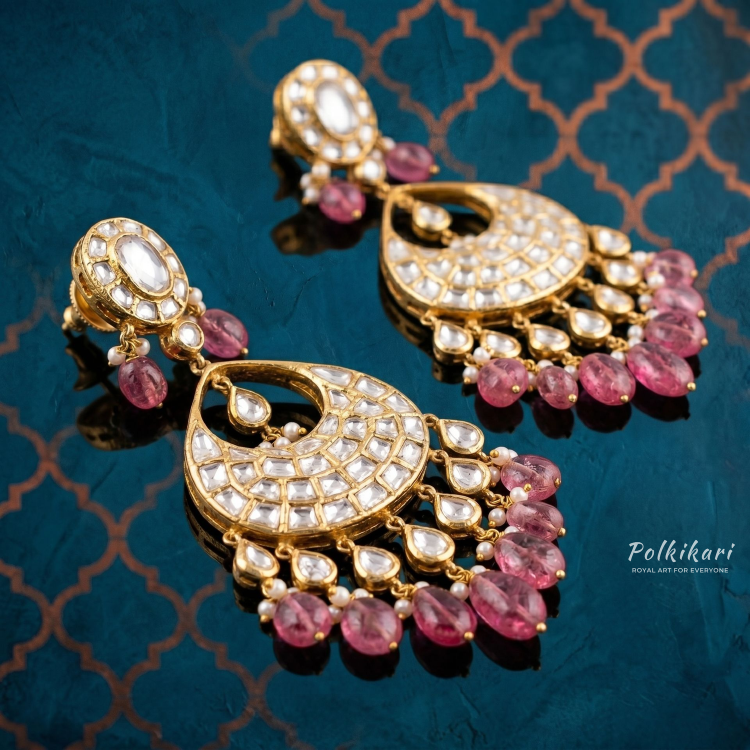 Blushing Horizon Lab Grown Polki Earrings