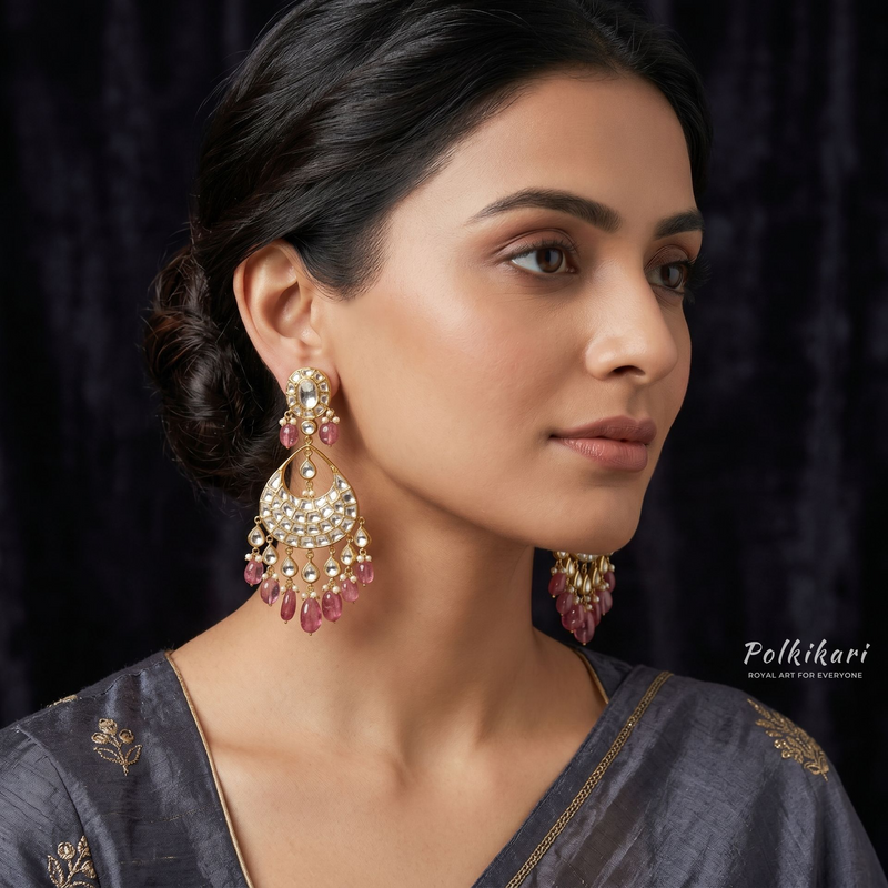 Blushing Horizon Lab Grown Polki Earrings