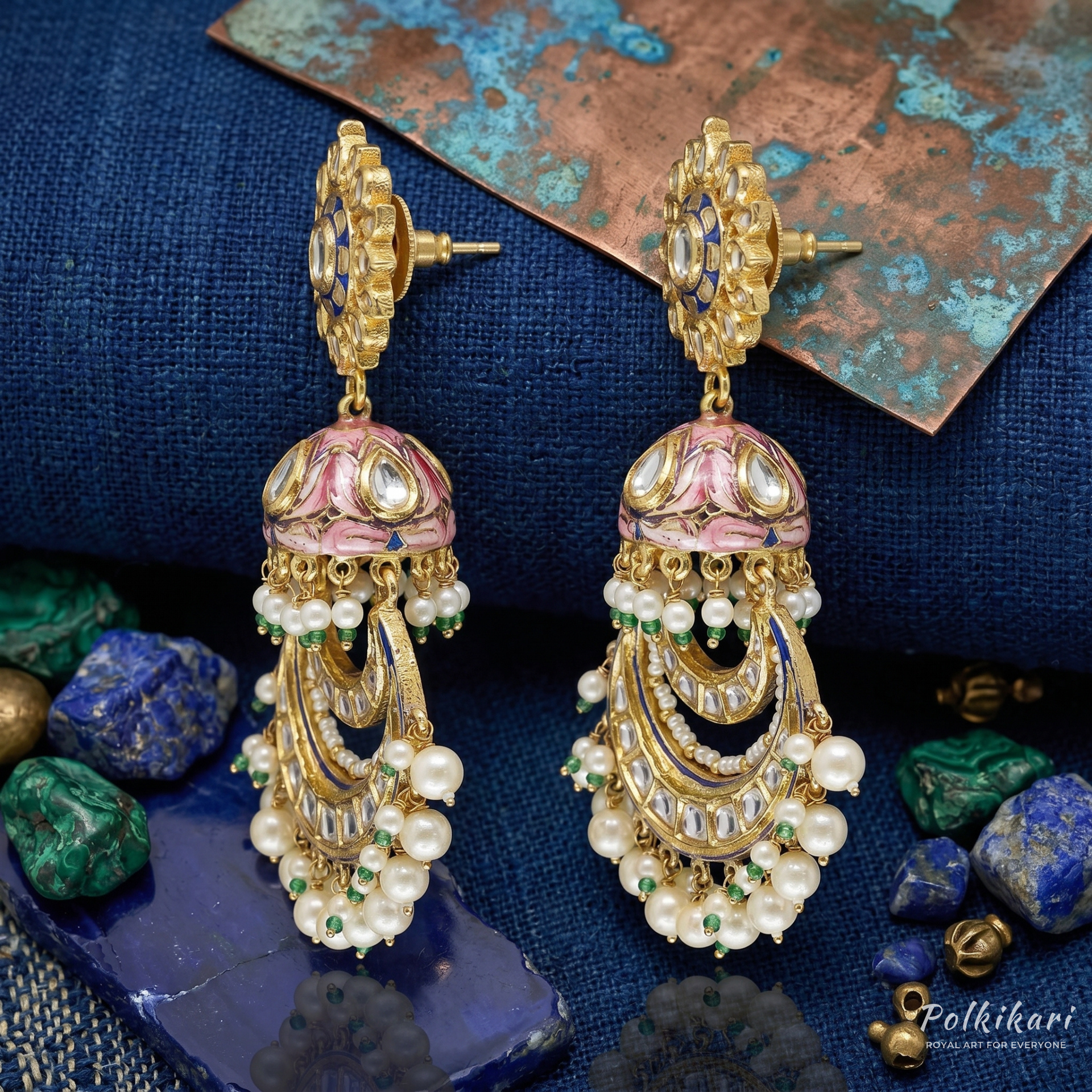 Iconic Multi-Tiered Lab Grown Polki Earrings