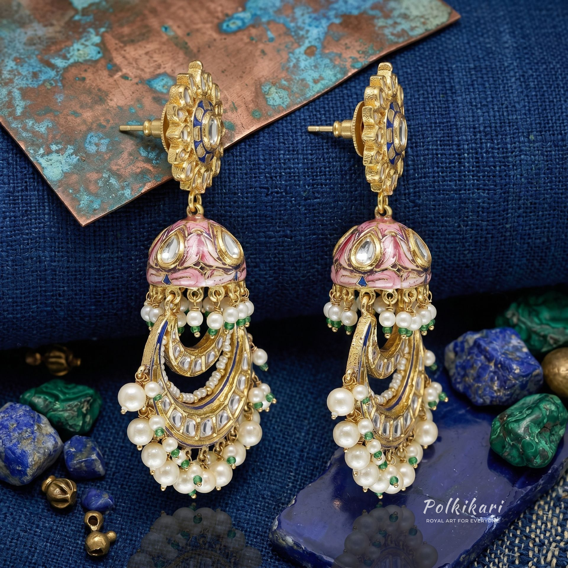 Iconic Multi-Tiered Lab Grown Polki Earrings