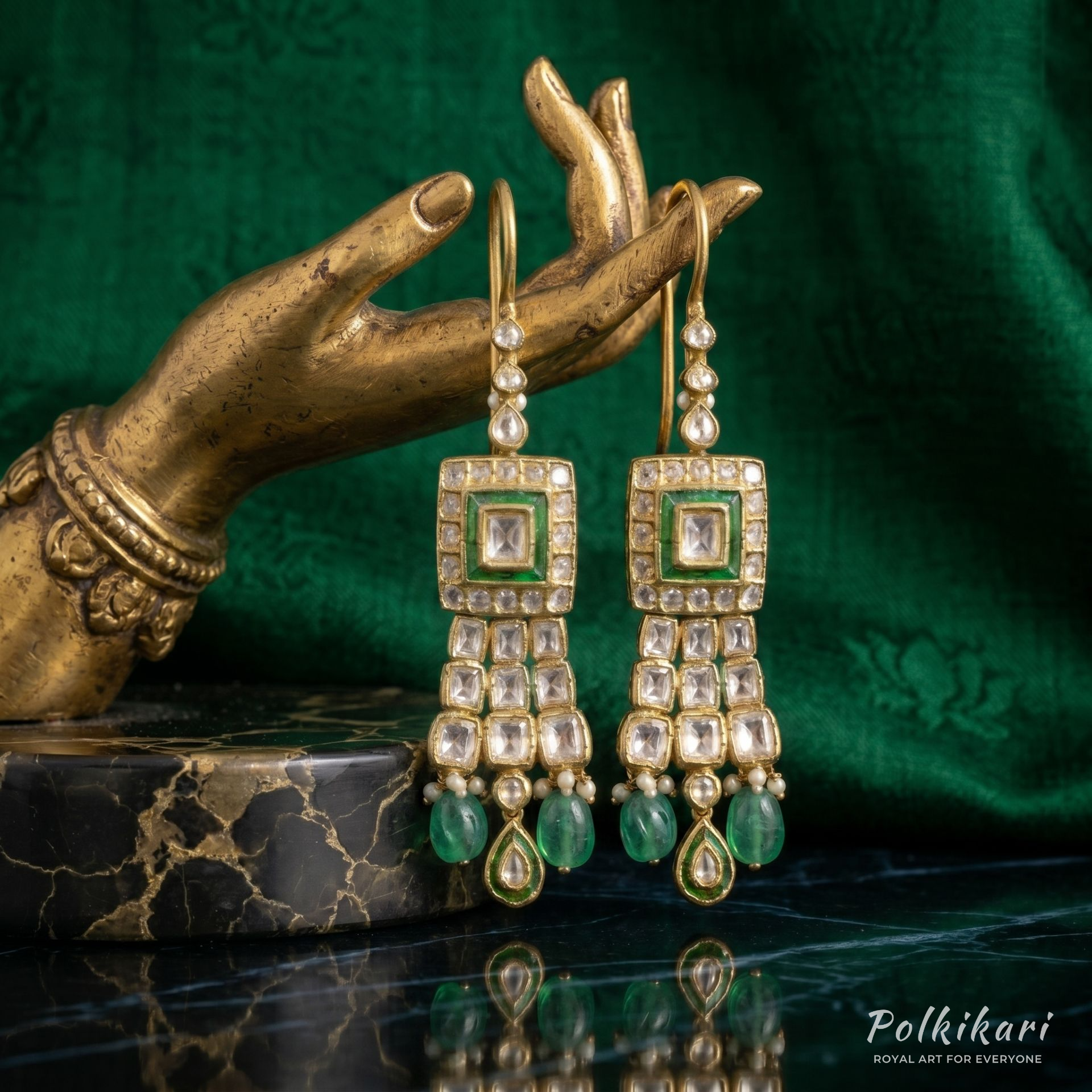 Verandah Columns Lab Grown Polki Earrings