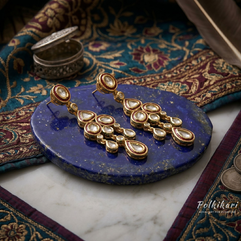 Gilded Orchid Drops Lab Grown Polki Earrings