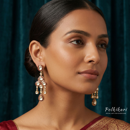 Gilded Orchid Drops Lab Grown Polki Earrings