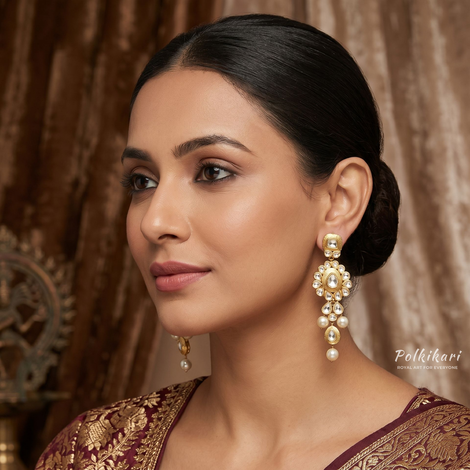 Grand Flora Lab Grown Polki Earrings