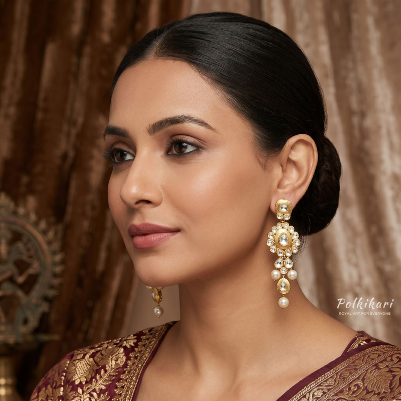 Grand Flora Lab Grown Polki Earrings