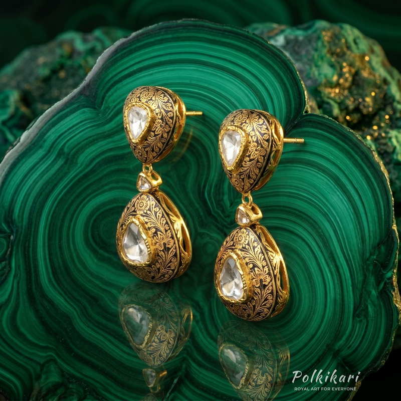 Celestial Filigree Drops Lab Grown Polki Earrings