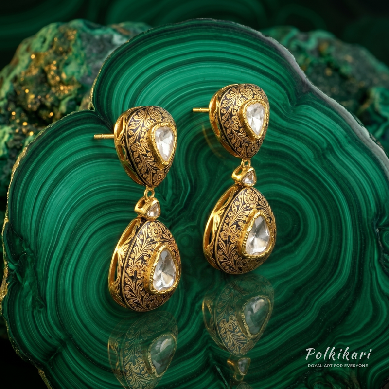 Celestial Filigree Drops Lab Grown Polki Earrings