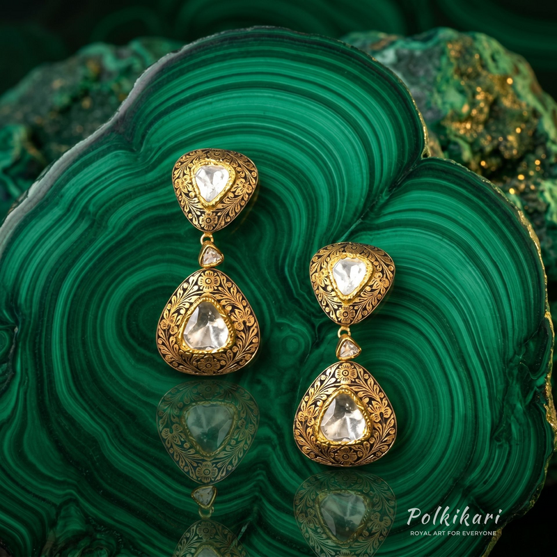 Celestial Filigree Drops Lab Grown Polki Earrings