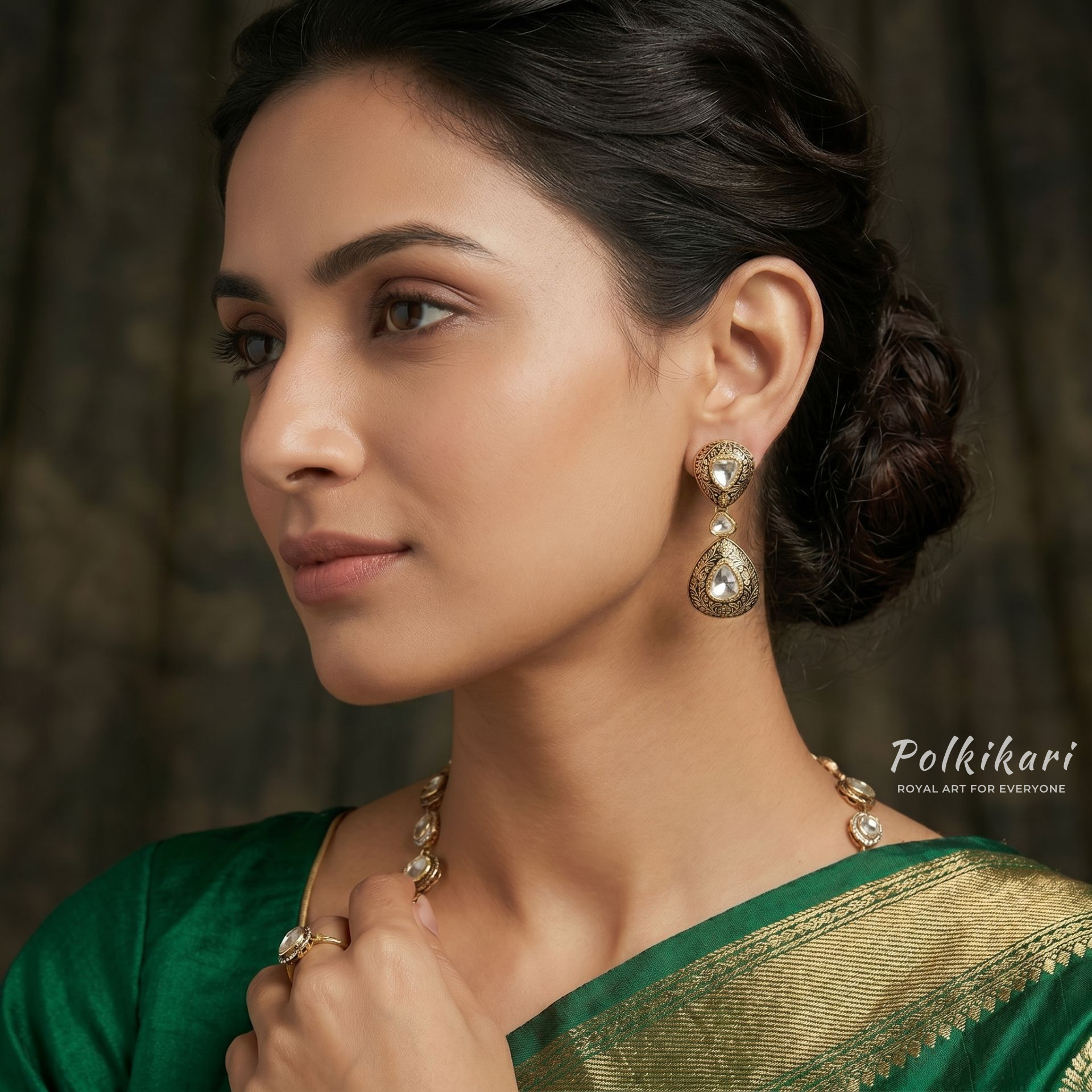 Celestial Filigree Drops Lab Grown Polki Earrings