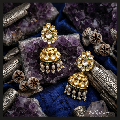 Vintage Filigree Lab Grown Polki Earrings