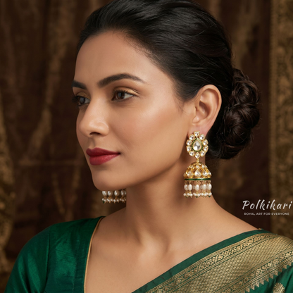 Vintage Filigree Lab Grown Polki Earrings