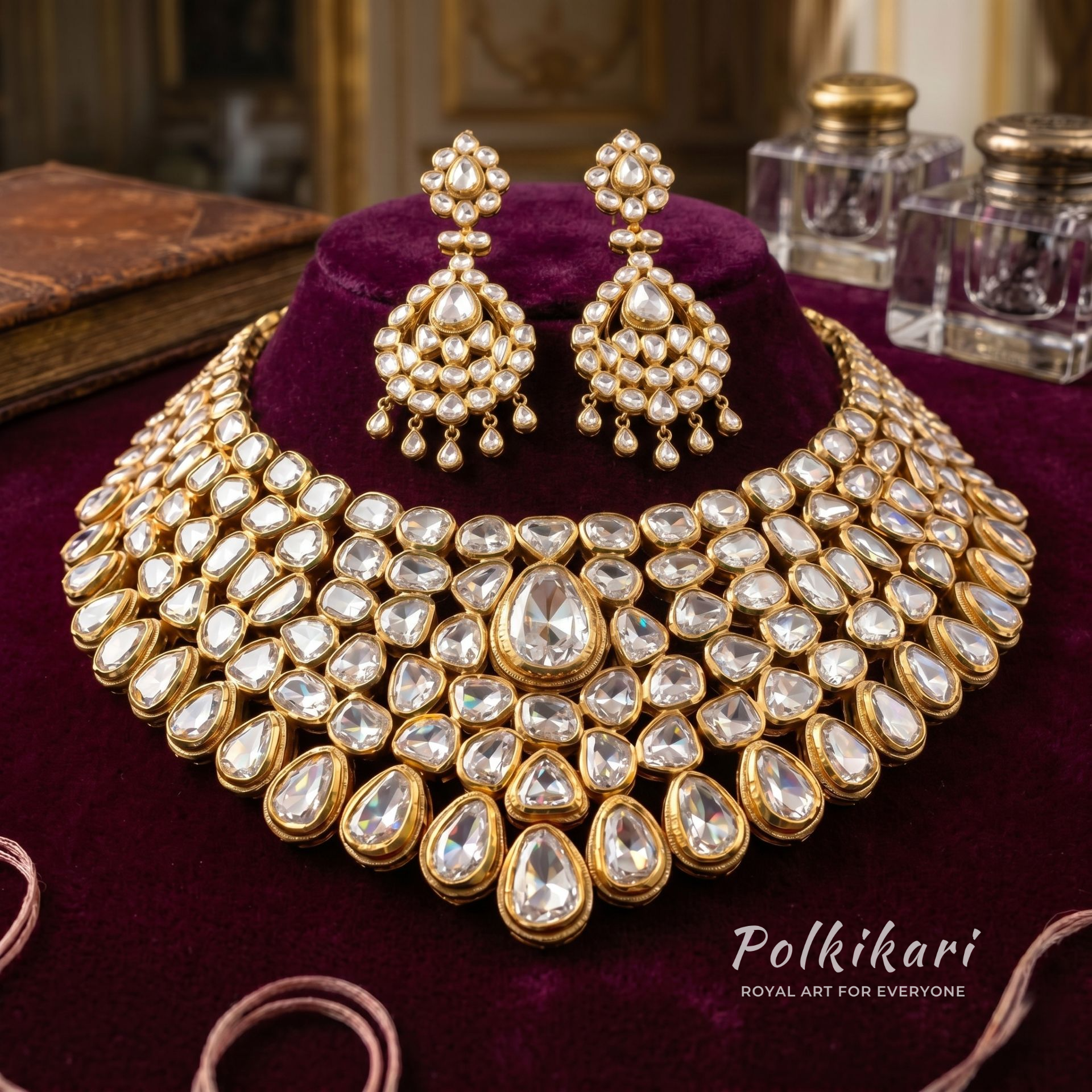 Imperial Echoes Lab Grown Polki Necklace Set
