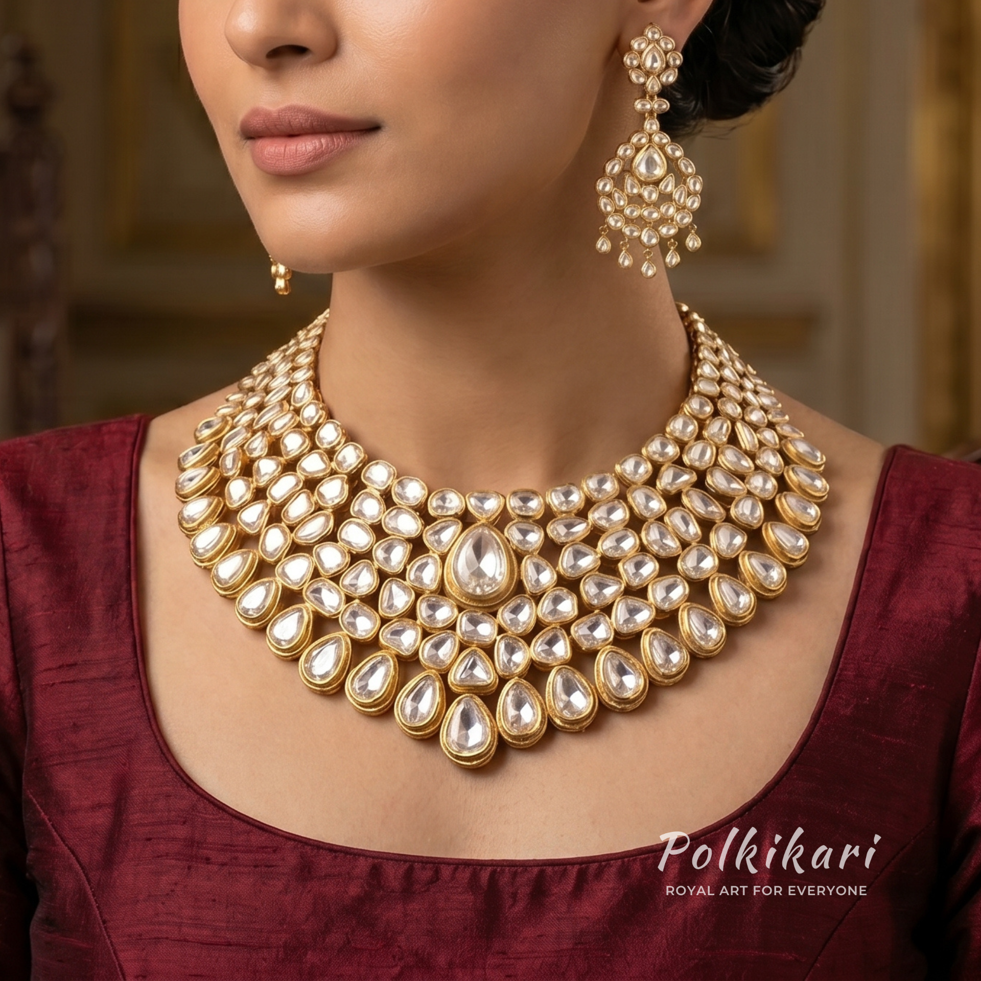 Imperial Echoes Lab Grown Polki Necklace Set