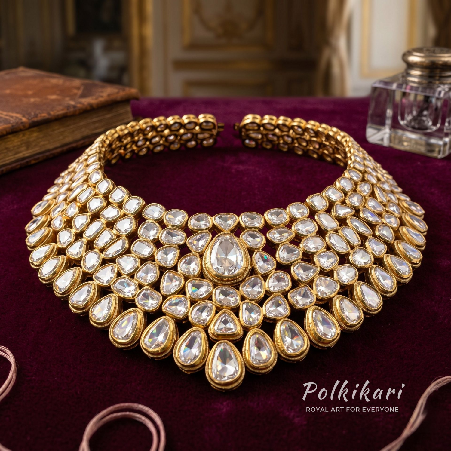 Imperial Echoes Lab Grown Polki Necklace Set