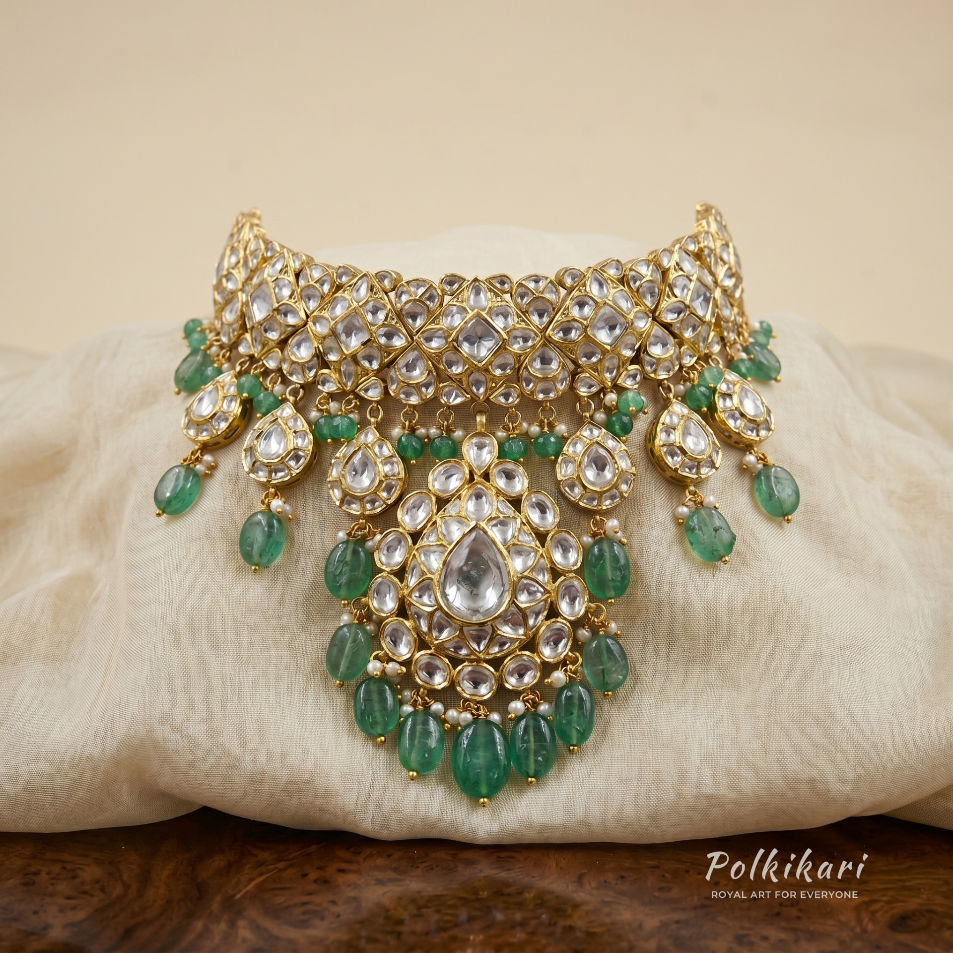 Veridian Veraast Lab Grown Polki Necklace Set