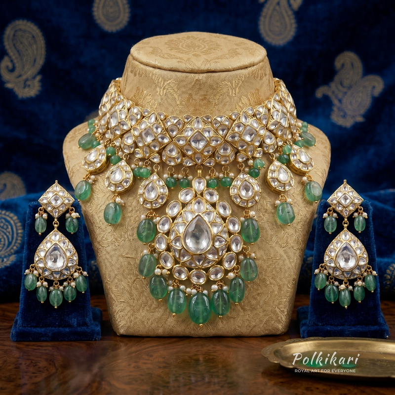 Veridian Veraast Lab Grown Polki Necklace Set