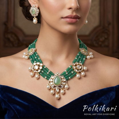 Jade Symphony Lab Grown Polki Necklace Set