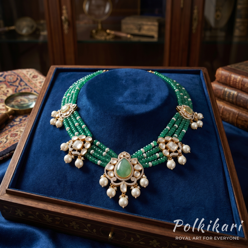 Jade Symphony Lab Grown Polki Necklace Set